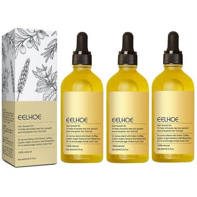 Luonnollinen hiusten kasvuöljy, vegaaninen orgaaninen luonnollinen hiusten kasvuöljy 60ml 3pcs