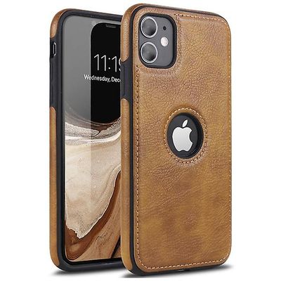 Luksus Vintage Pu Læder Ryg Ultra Tynd Taske Iphone 12 13 Pro Max Anti-knock Back Cover Business Shell Telefonetui Brown iPhone 12 Pro