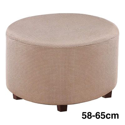 Attoe Multifunksjons stue Hjem Runde ottomanske Slipcover Fotskammel Khaki 58-65cm