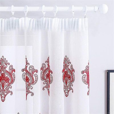 Nye Luksus Broderte Rene Gardiner Vindu Tulle Gardiner For Stue Soverom Kjøkken Gasbind Voile Gardiner Hvit Topfinel Rød W150 X H250cm