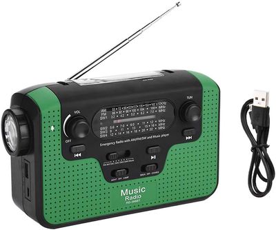 Linkrunning Nødradio, solradio Nødlygter Fm/Am/SW håndsvingradio, hukommelseskort Musik Solar FM-radio grøn 20*13*6.5cm