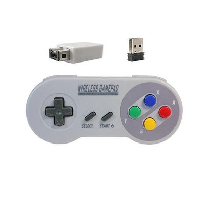 Game Controller langaton 2.4G peliohjain joypad joystick yhteensopiva SNES Mini PC Windows NS Switch värikäs painike HarmaaValkoinen