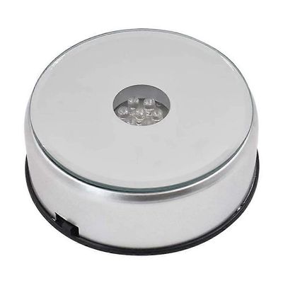 Lasitaideteosten pyörivä jalusta, LED-värinen pyörivä kristallinäyttöjalusta Hopea