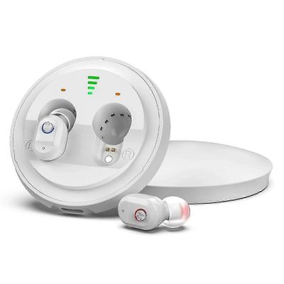 Bluetooth-kuulokoje ladattava puhelinyhteys melu vähentää äänenvahvistinta Kuulokojeet vedenpitävä kuuloke kuurouteen Viininpunainen