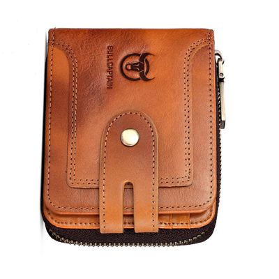 aitoa nahkaa miesten kaksitaittoinen lompakko lyhyt vetoketjullinen muotoilu miesten monikorttipaikat lompakot korteille ja henkilöllisyystodistuks...