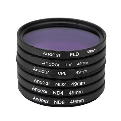 Andoer 62/67/55/52/58/77mm UV + CPL + FLD + ND (ND2 ND4 ND8) Valokuvaussuodatinsarja Aseta ultravioletti pyöreä-polarisoiva 49 mm