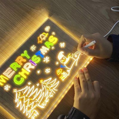 LED-muistitaulu, hohtava akryylinen viestitaulu valolla, valaistu valkotaulu (5,9 x 5,9 tuumaa) Läpinäkyvä