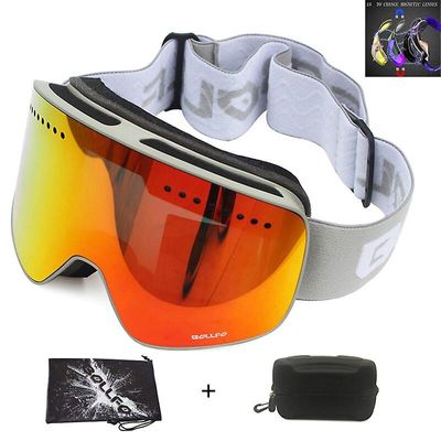 Magnetiske skibriller Dobbelt Lag Lens Skiløb Anti-tåge Uv400 snowboard beskyttelsesbriller til mænd Ski Briller Briller briller med sagen Sort