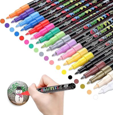Akryl maling penne til rock maleri kit, glas, håndværk, keramik, sten, stof, træ, 18 farver permanent markør pen, kunst og håndværk