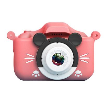 Coosilo Bærbar Mini Digital Børn Kamera, Front og Bag Dual Kameraer HD-kamera + 32GB Sd-kort Pink