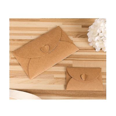 100stk Kraft Mini konvolutter Brun Kraft konvolutter til gavekort og visitkort 17,5x11cm