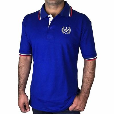 Bricks Masons Poloshirt med firkantet kompas og g broderi logo [sort, grå, blå] L