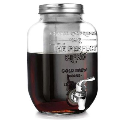 1 gallonan cold brew -kahvinkeitin, jossa on erittäin paksu lasinen carafe-premium-jääkahvinkeitin, cold brew