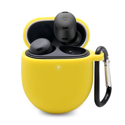 For Google Pixel Buds Pro silikonbeskyttende hylse Bluetooth-øretelefon, Anti-drop Cover med Anti-lost Buckle Gul