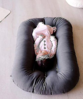 Baby lounger - sove for baby, ultra myk pustende fiberfill Mørk grå