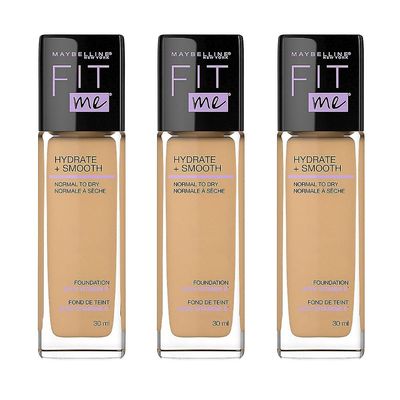 3 x Maybelline Fit Me Dewy + Smooth Foundation 30ml - Eri sävyjä 102 Reilu posliini