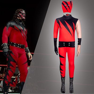 Cosplay til børn Wrestleren Kane Jumpsuit Glen Jacobs med maskekostume Zentai Suit Bodysuit Halloween Carnival Party Dress Up _iu 120