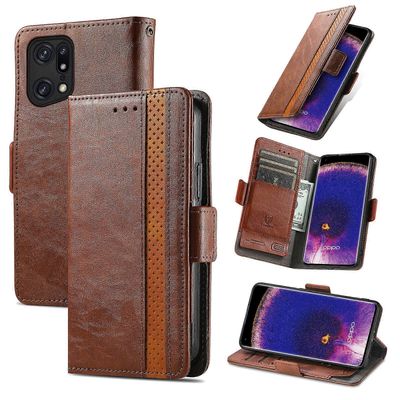 Gangxun Kotelo OPPO FIND X5 nahkalompakko Folio Case Book Design Flip Cover jalustalla ja ID-korttipaikalla Magneettinen suljin Coque Etui Ruskea