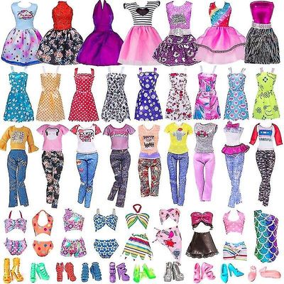 32 Pack Barbie Doll Klær Topper Bukser Kjoler Sko Fashion Party tilbehør Set Kids Girls Toy Gaver
