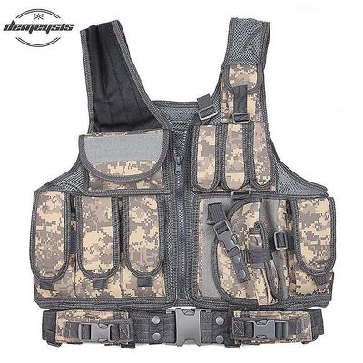 Politi Taktisk Airsoft Vest Udendørs Camouflage Militær Body Armor Jagt Molle Vest med Gun Hylster Acu