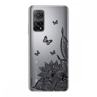 Crazy Kase Hull For Xiaomi Mi 10t I Silikone Soft 1 Mm, Mandala Blomst og Sort Butterfly