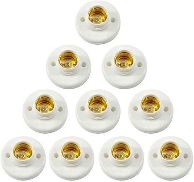 Linkrunning Lampeholder plastskruestik vægmonteret LED-pærebasekonverteradapter Holdere til E27 pære rund plastskruestik til pærestik 10PC