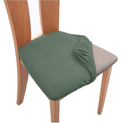 Jying 1-6pcs Stretch Jacquard chair seat covers, aftagelig stol sædepude Lysegrøn 6 Pcs