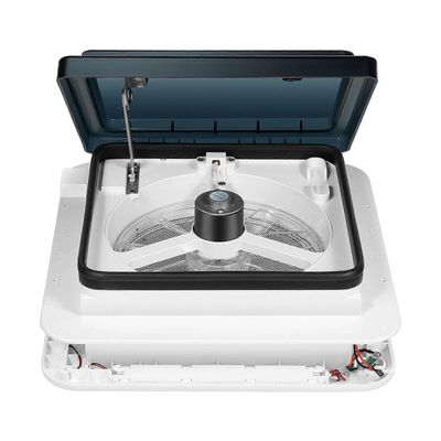 11 tuuman 12 V matkailuauton kattotuuletin LED-valolla ja hyönteissuojatulla verkolla, manuaalinen ohjaus Nosta kattoon Poistoilmapuhallin Savukans...