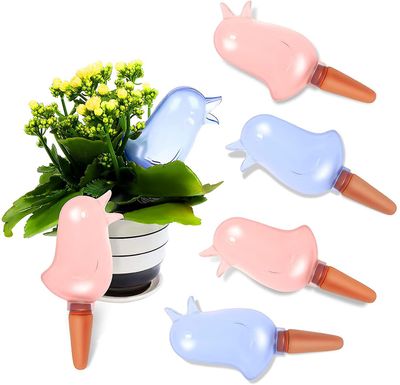 Linkrunning 6-pak fugleformet gennemsigtig plante selvvandende kugle Automatisk dryp vanding pigge til indendørs udendørs plante blomster