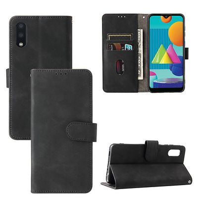 Etui til Samsung Galaxy A02 / M02 Cover Premium læder med kortholder Flip Folio magnetisk etui Etui Coque - sort