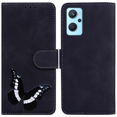 Etui til Oppo A76 4g / A36 Butterfly Cover Premium Læder Magnetisk- Pink Sort