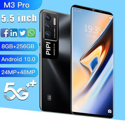 2022 Ny mobiltelefon 5g X30 Pro Android Smartphone, 5,5-tums Android11 12GB + 512GB Svart