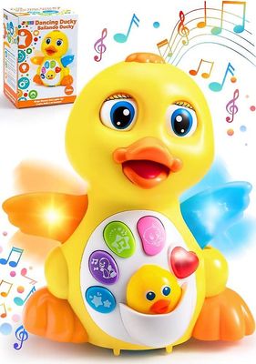 Baby Musikalsk Andelegetøj, Dansende Gul And, Babylegetøj med musik og LED-lys, Legetøj til spædbarnslys, Aktivitetscenter for småbørn, Baby Lær