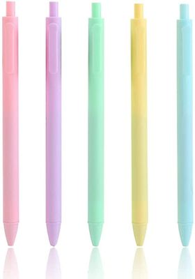 Linkrunning Candy farve udtrækkelig 0,5 mm sort gel blækpenne (5 stykker) Flerfarvede 5.7 inches