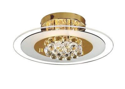 Inspired Lighting Delmar Flush Runde 4 Lys fransk guld, glas, krystal