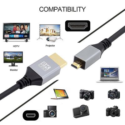 Micro Compatible-HDMI 2.1 4K 8K erittäin joustava ohut kaapeli Sony Camera HDTV: lle 1m