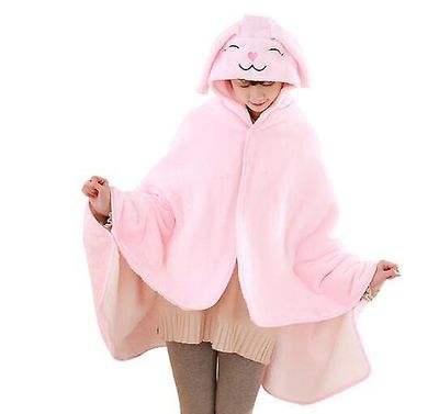 Handuo Poncho Tæppe Super Soft Comfy Plys Wearable Fleece Tæpper Gave til alle, Pink Thick