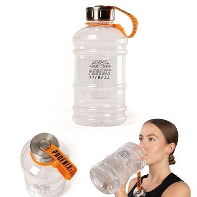 Phoenix Fitness vesipullo - Tiivis urheilujuomapullo kahvalla ja hihnalla kotiin, kuntosalille, matkoille ja ulkoiluun: kirkas, 1L Selkeä