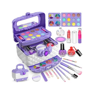Kids Makeup Kit For jenter, vaskbar og giftfri Makeup Kit Lilla