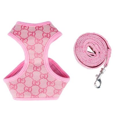 Zhuopai Pet bryst og ryg hund snor gå ud krave snor selesæt sæt Pink GD S