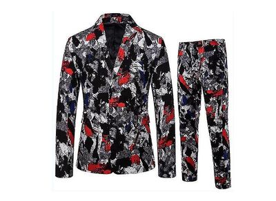 Handuo Mænd 's 2 Piece 2 Knapper Slim Fit Formel Blazer Jacket Rød L