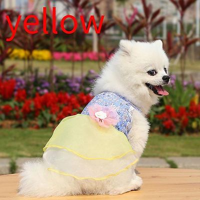 Witdreamer Sommer Hund Tøj Kat Hanbok Pet Supplies Hund Floral Nederdel Teddy Dress Gul L