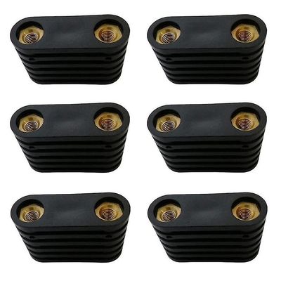 6stk Windsurfing Svart plast 2-hulls fotstropp Sett inn Windsurf Board Footstrap Erstatning Surfboa