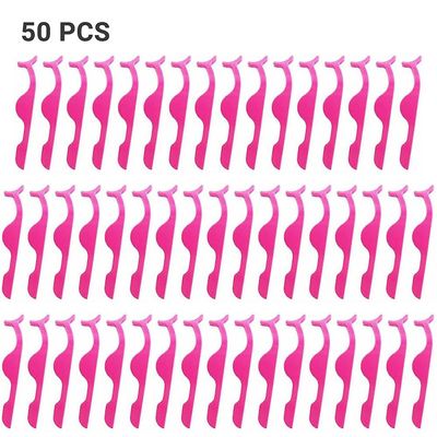 Besser 1/5/30/50x Fake Lash Pincet Klip Falsk øjenvipper Makeup Applikator Tool Rose rød 50PCS