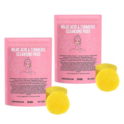 Kurkuma kasvojen puhdistustyynyt naisille, syväpuhdistus ja kuorinta, hellävarainen Kojic &; kurkumiini kasvojenhoitotyynyt 60pcs
