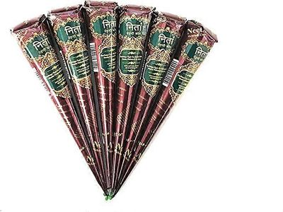 Denuotop Väliaikaiset tatuoinnit, 6 tuoretta laatua Vaaleanruskea Luonnollinen Henna Mehndi -kartiot Temperoriset tatuoinnit
