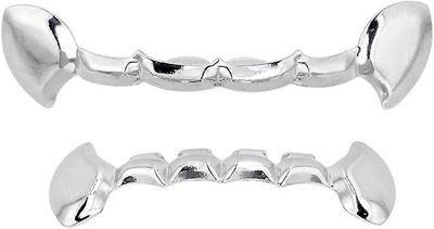 Ersam 18K kullattu hip hop -hampaat Grillz Caps Vampire Fangs ylä- ja alaosa Grillz Set miehille ja naisille