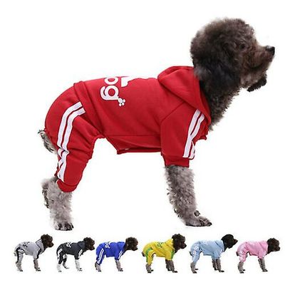Witdreamer 4 ben Kæledyr Hundetøj Kat Hvalpefrakke Sport Hættetrøjer Varm sweater Jakke Tøj Rød S