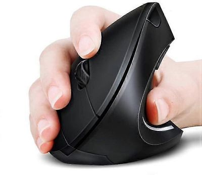 Walkbee Vasenkätinen oikeakätinen langaton pystysuuntainen ergonominen optinen hiiri, musta ei laturia