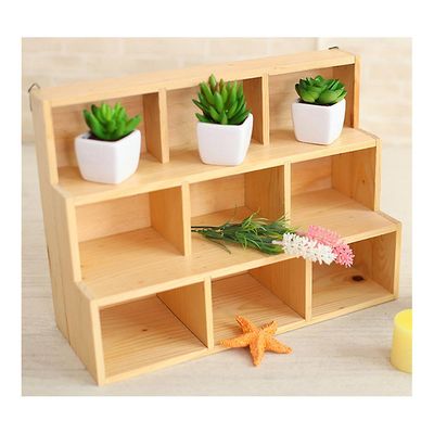 Ruili Træ opbevaringsboks til smykker saftige planter Kosmetik Kabinet beige